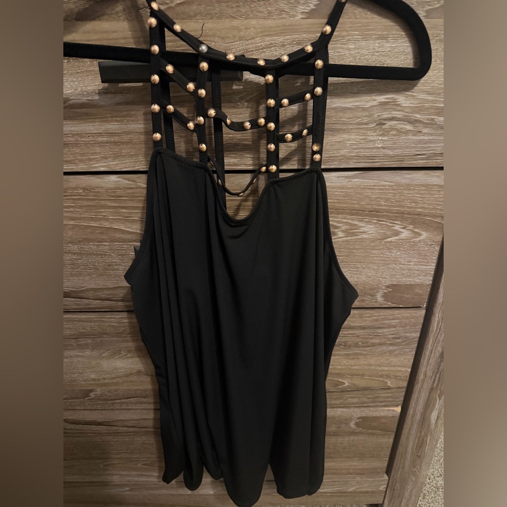 torrid Black Studded Cage-Back Sleeveless Top